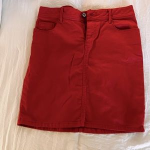 Red -orange denim skirt